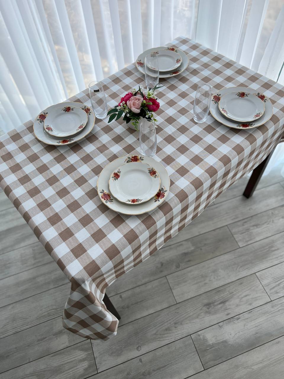 Linen waterproof tablecloth with Teflon, Geometry collection, luxury quality (custom or standard size)