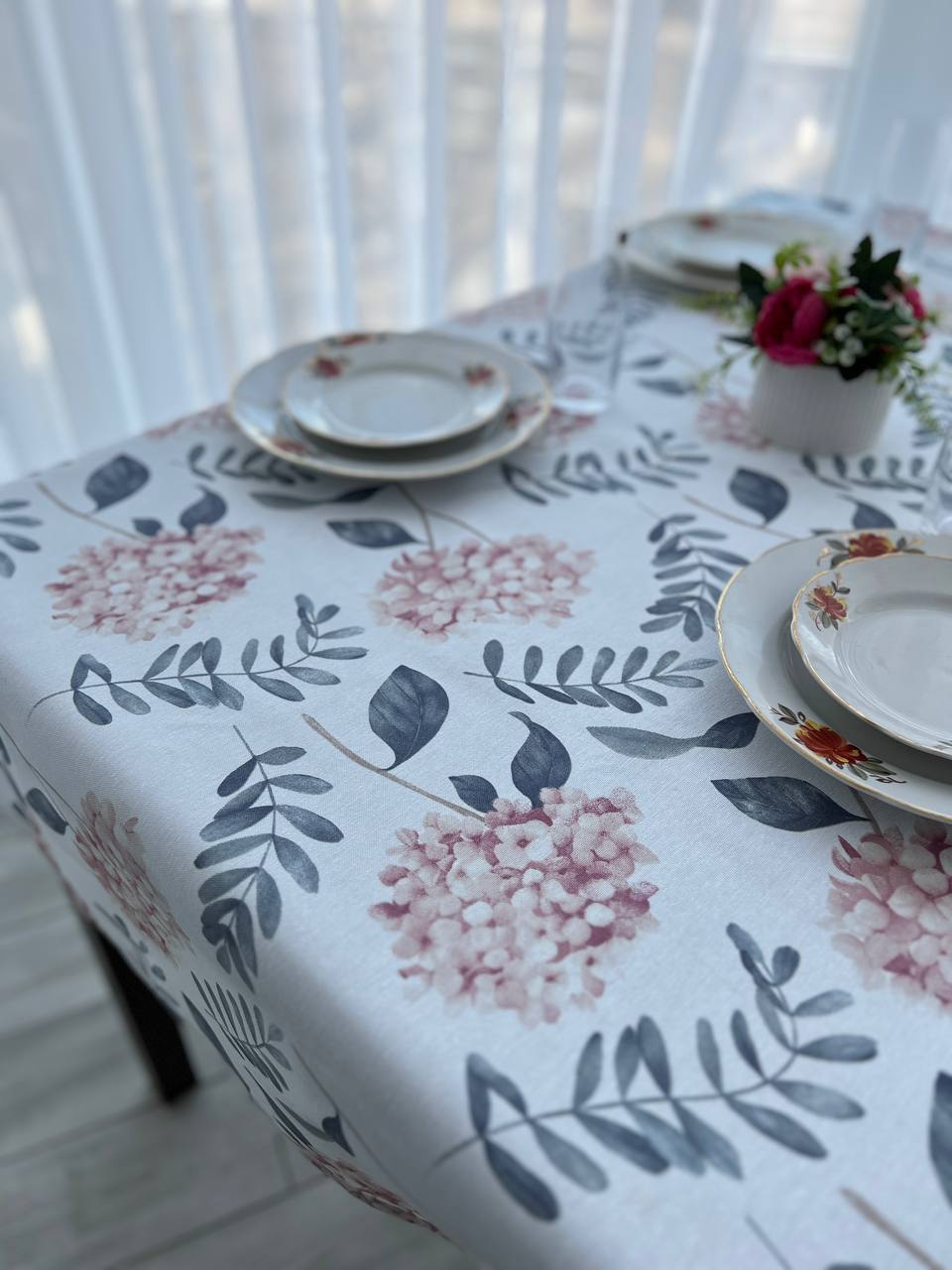 Linen waterproof tablecloth with Teflon, Geometry collection, luxury quality (custom or standard size)