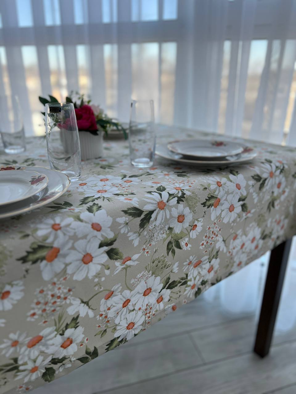 Linen waterproof tablecloth with Teflon, Geometry collection, luxury quality (custom or standard size)