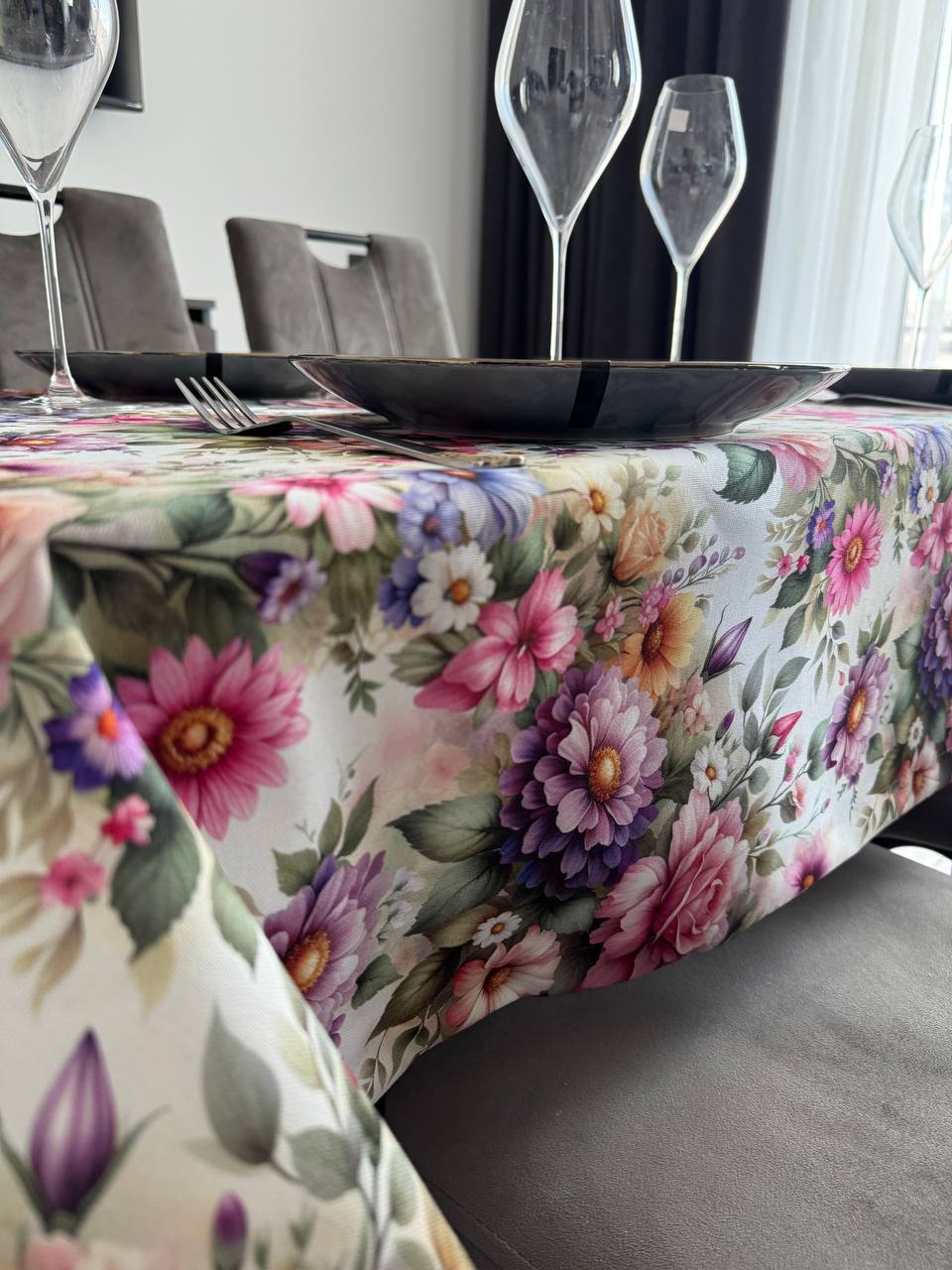 Linen waterproof tablecloth with Teflon, Geometry collection, luxury quality (custom or standard size)
