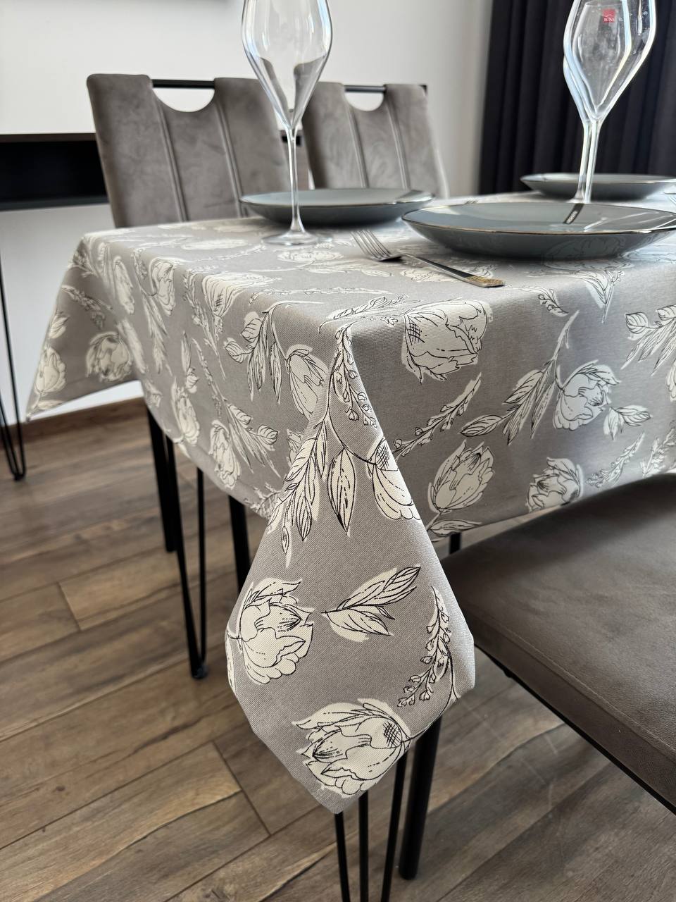 Linen waterproof tablecloth with Teflon, Geometry collection, luxury quality (custom or standard size)