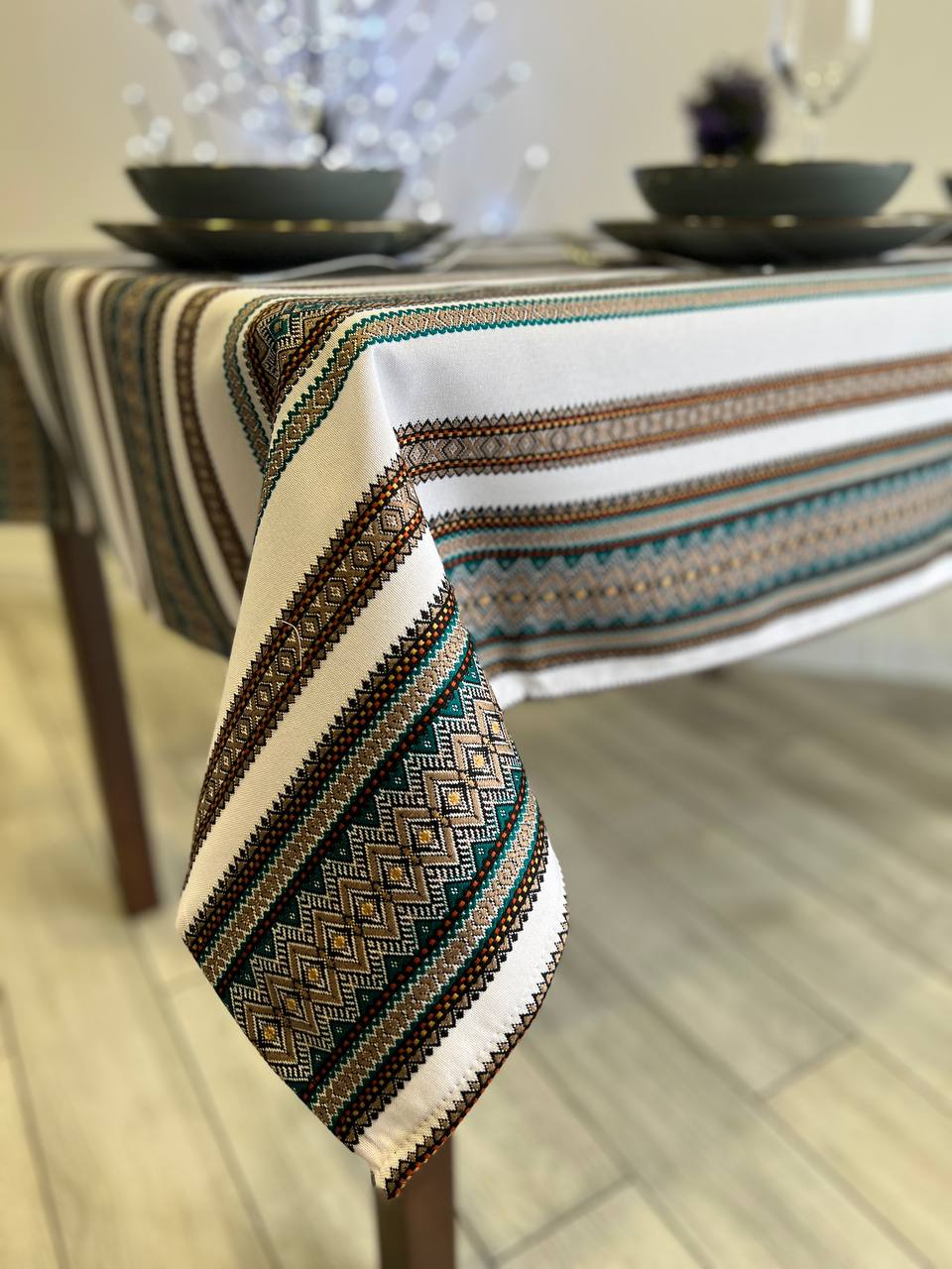 Ukrainian tablecloth embroidered linen, Ukrainian ornament, luxury quality (custom or standard size)