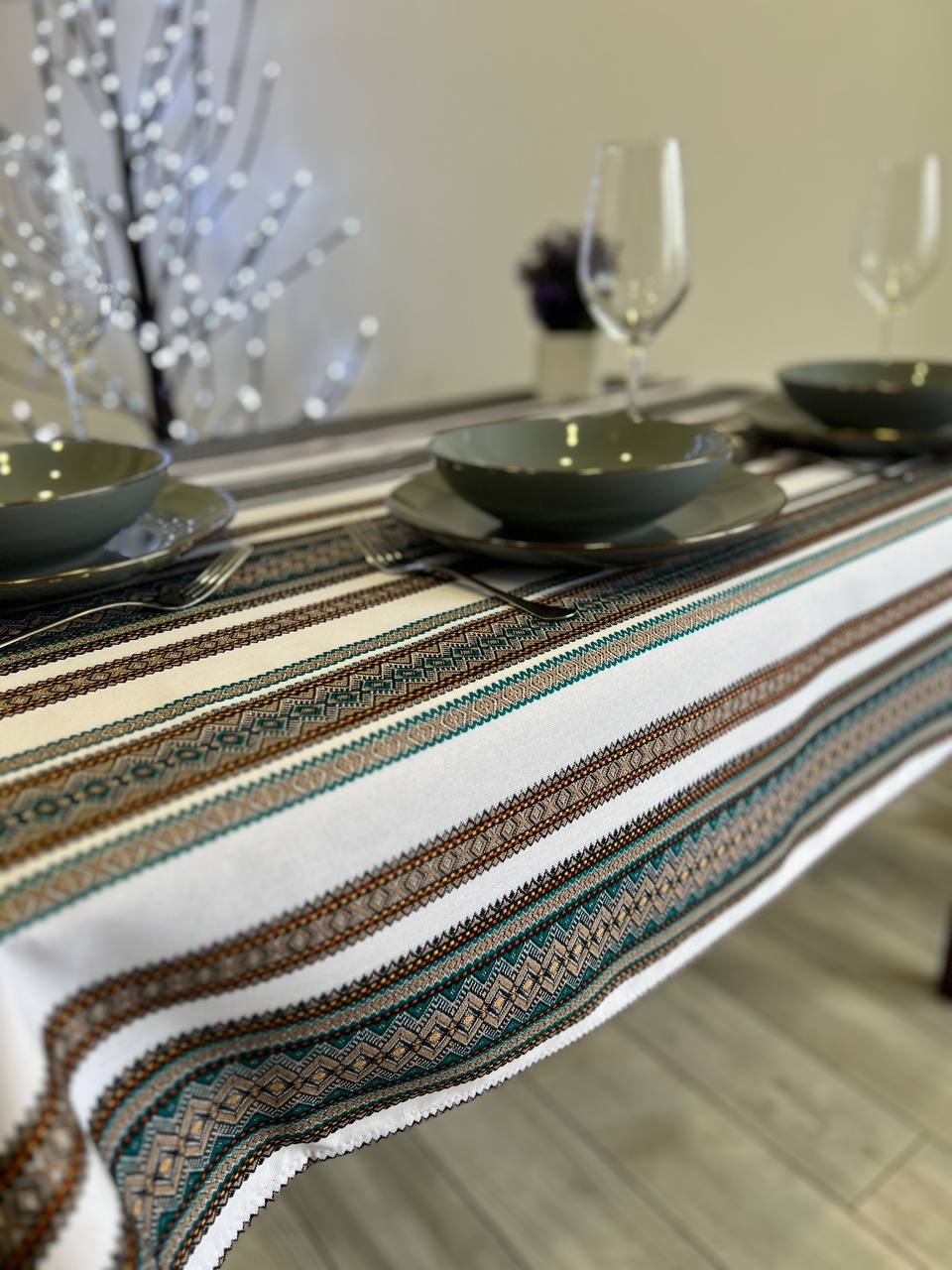 Ukrainian tablecloth embroidered linen, Ukrainian ornament, luxury quality (custom or standard size)