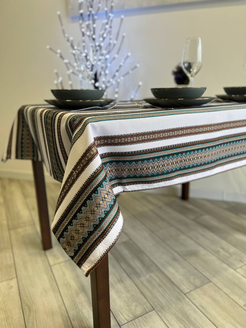 Ukrainian tablecloth embroidered linen, Ukrainian ornament, luxury quality (custom or standard size)