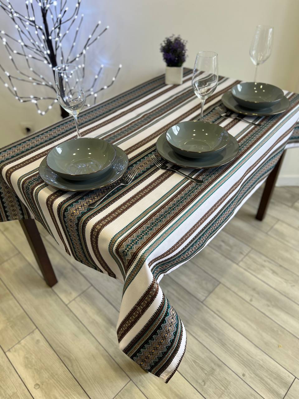 Ukrainian tablecloth embroidered linen, Ukrainian ornament, luxury quality (custom or standard size)