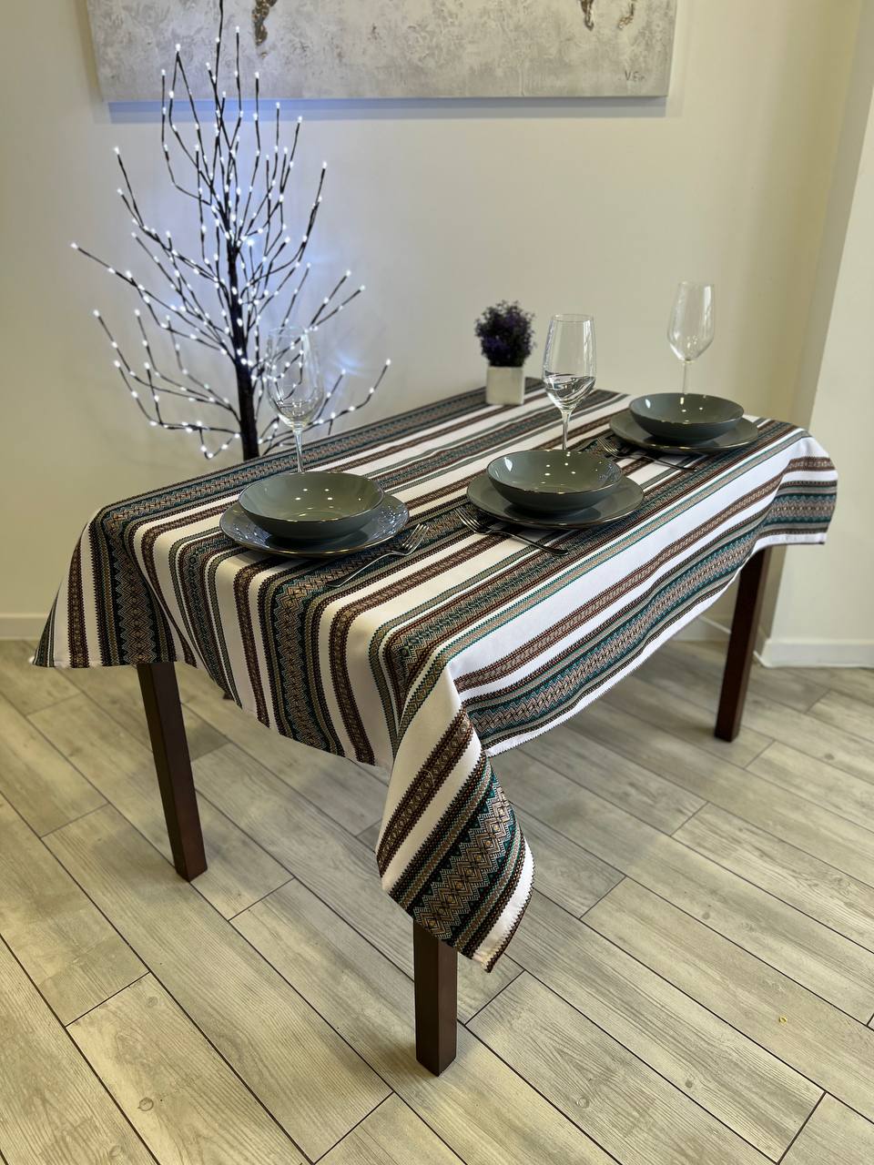 Ukrainian tablecloth embroidered linen, Ukrainian ornament, luxury quality (custom or standard size)