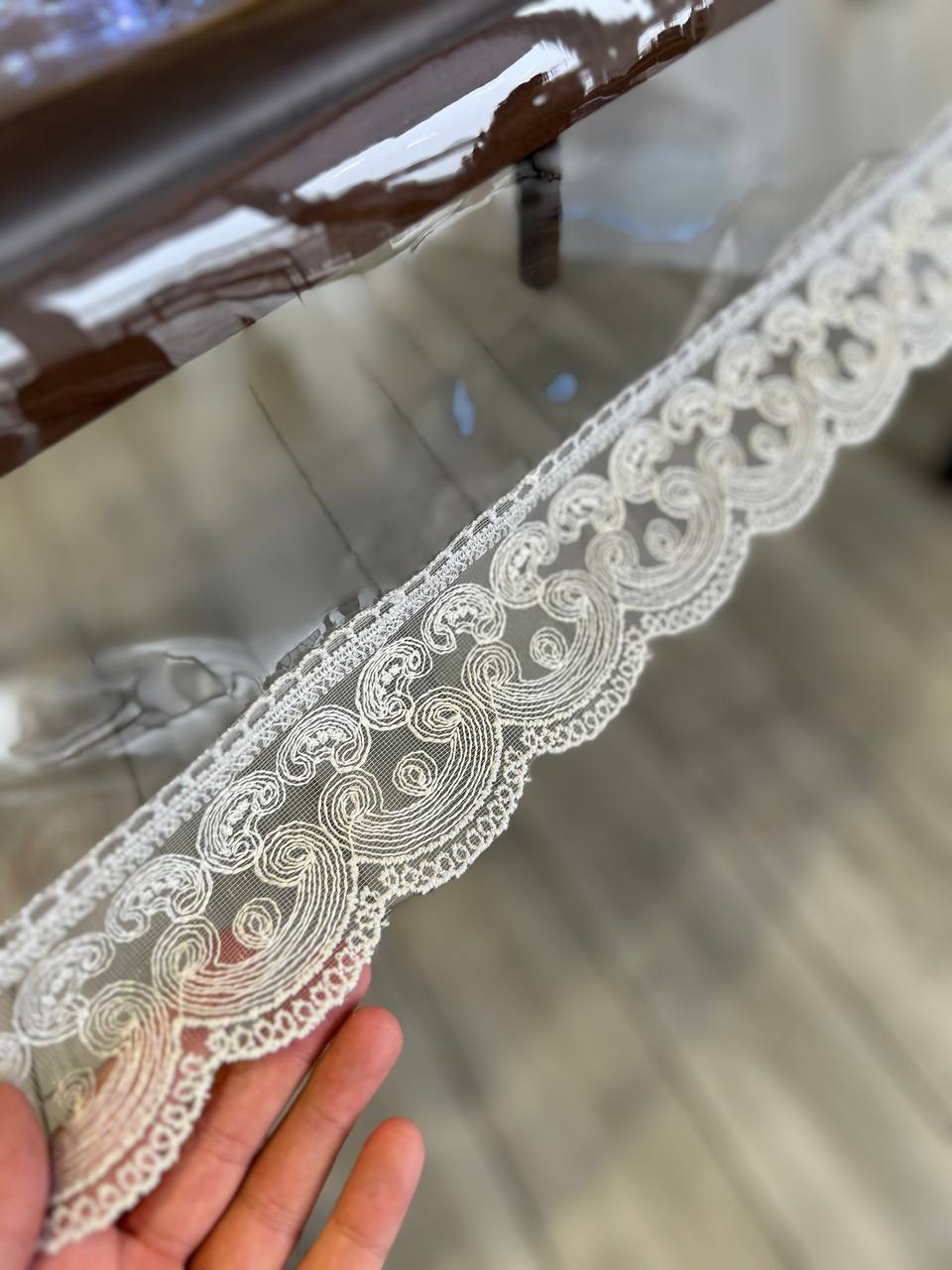 Silicone tablecloth with Rendezvous lace, color: silver (custom size or standard size)