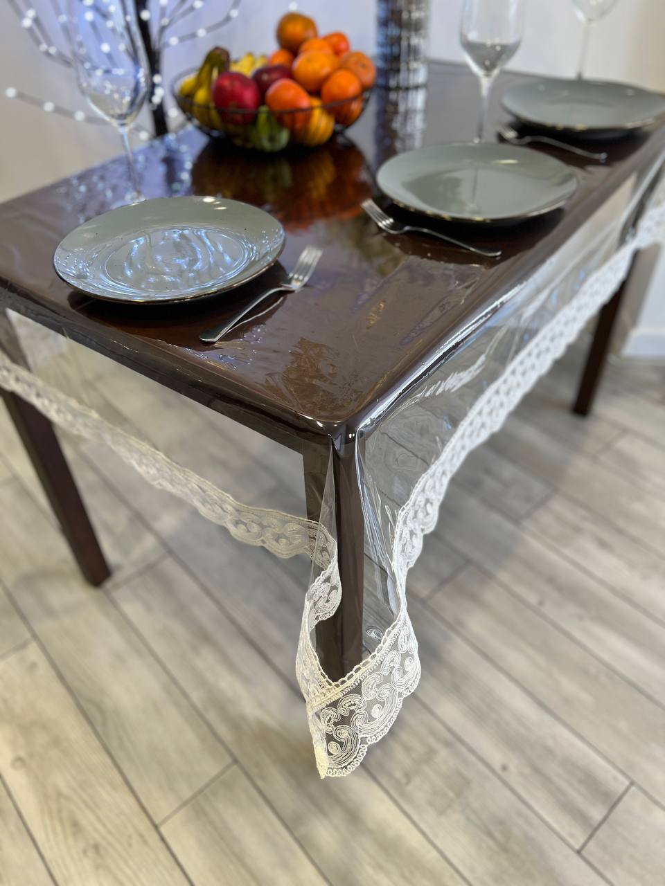 Silicone tablecloth with Rendezvous lace, color: Milk (custom size or standard size)