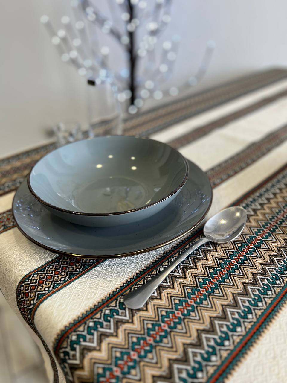 Ukrainian tablecloth embroidered linen, Ukrainian ornament, luxury quality (custom or standard size)