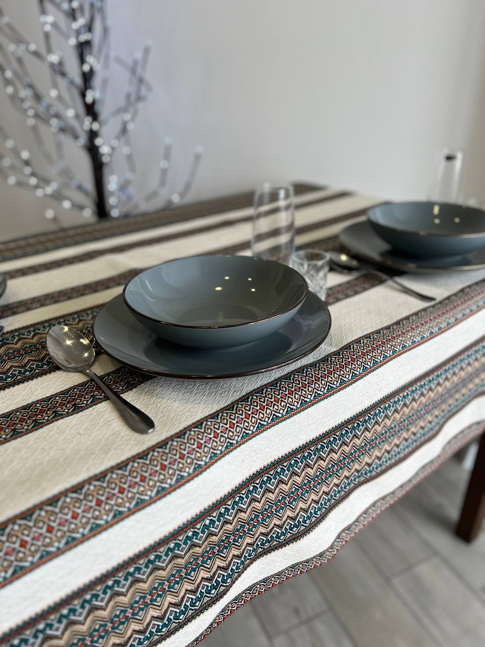 Ukrainian tablecloth embroidered linen, Ukrainian ornament, luxury quality (custom or standard size)