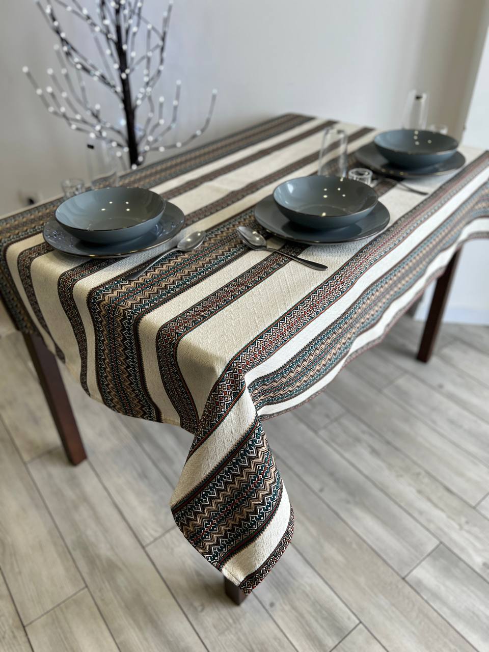 Ukrainian tablecloth embroidered linen, Ukrainian ornament, luxury quality (custom or standard size)
