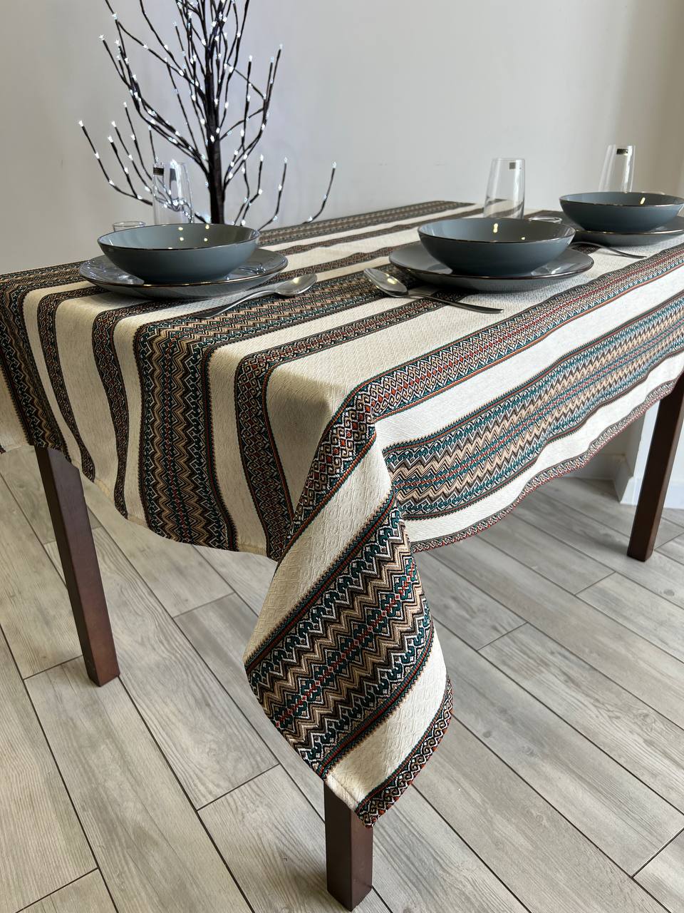 Ukrainian tablecloth embroidered linen, Ukrainian ornament, luxury quality (custom or standard size)