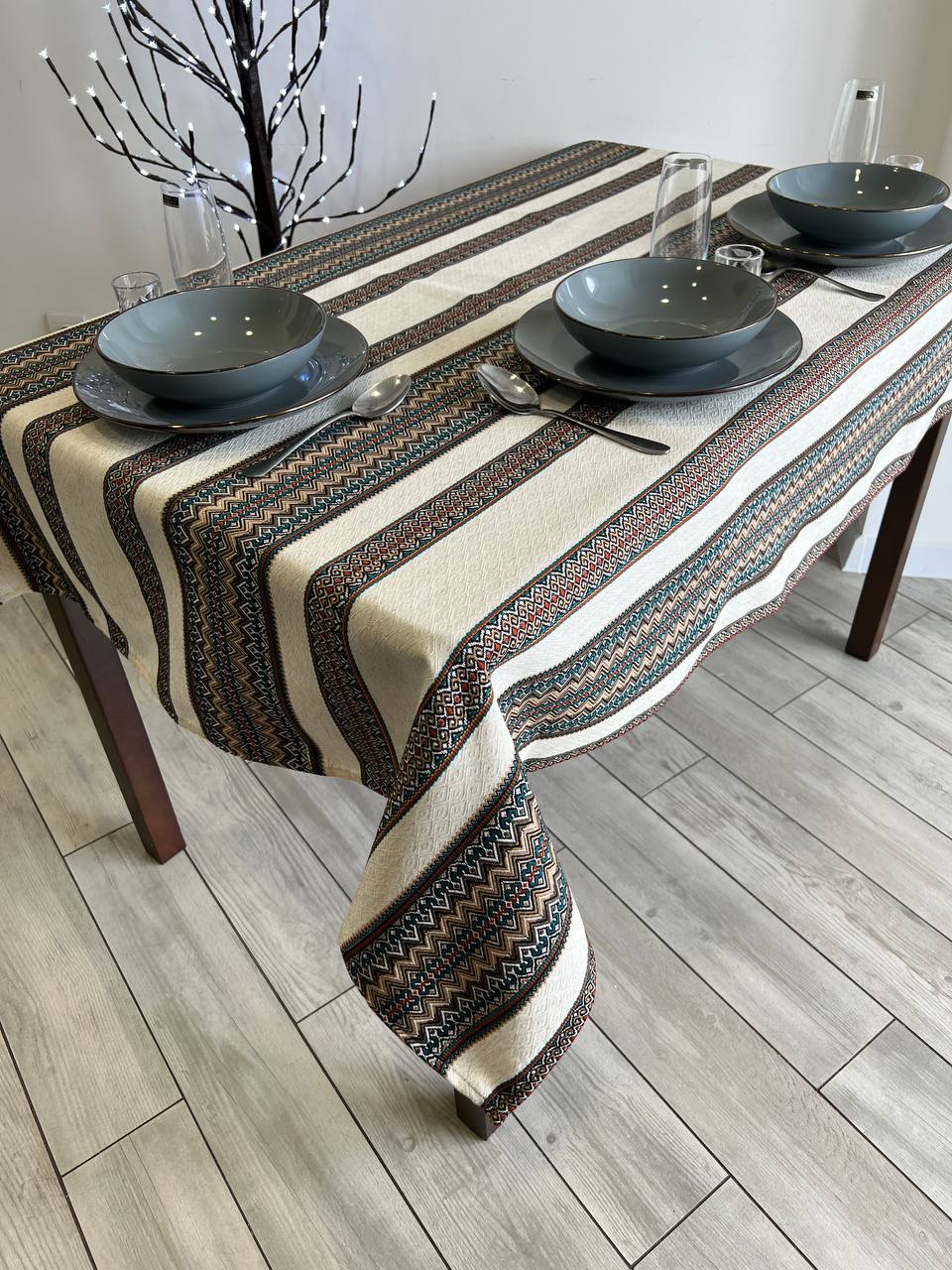 Ukrainian tablecloth embroidered linen, Ukrainian ornament, luxury quality (custom or standard size)