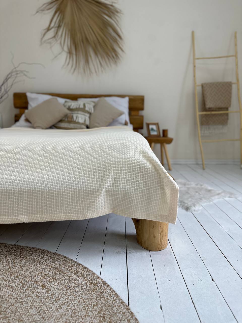 Сotton bedspread "Soft", milk color