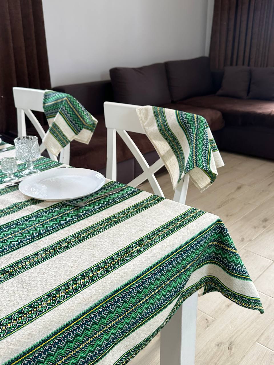 Ukrainian tablecloth embroidered linen, Ukrainian ornament, luxury quality (custom or standard size)