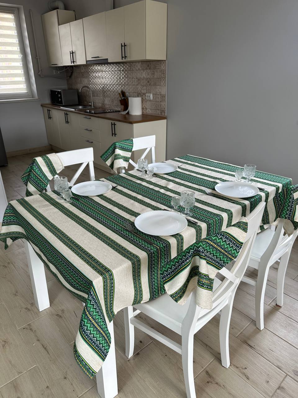 Ukrainian tablecloth embroidered linen, Ukrainian ornament, luxury quality (custom or standard size)