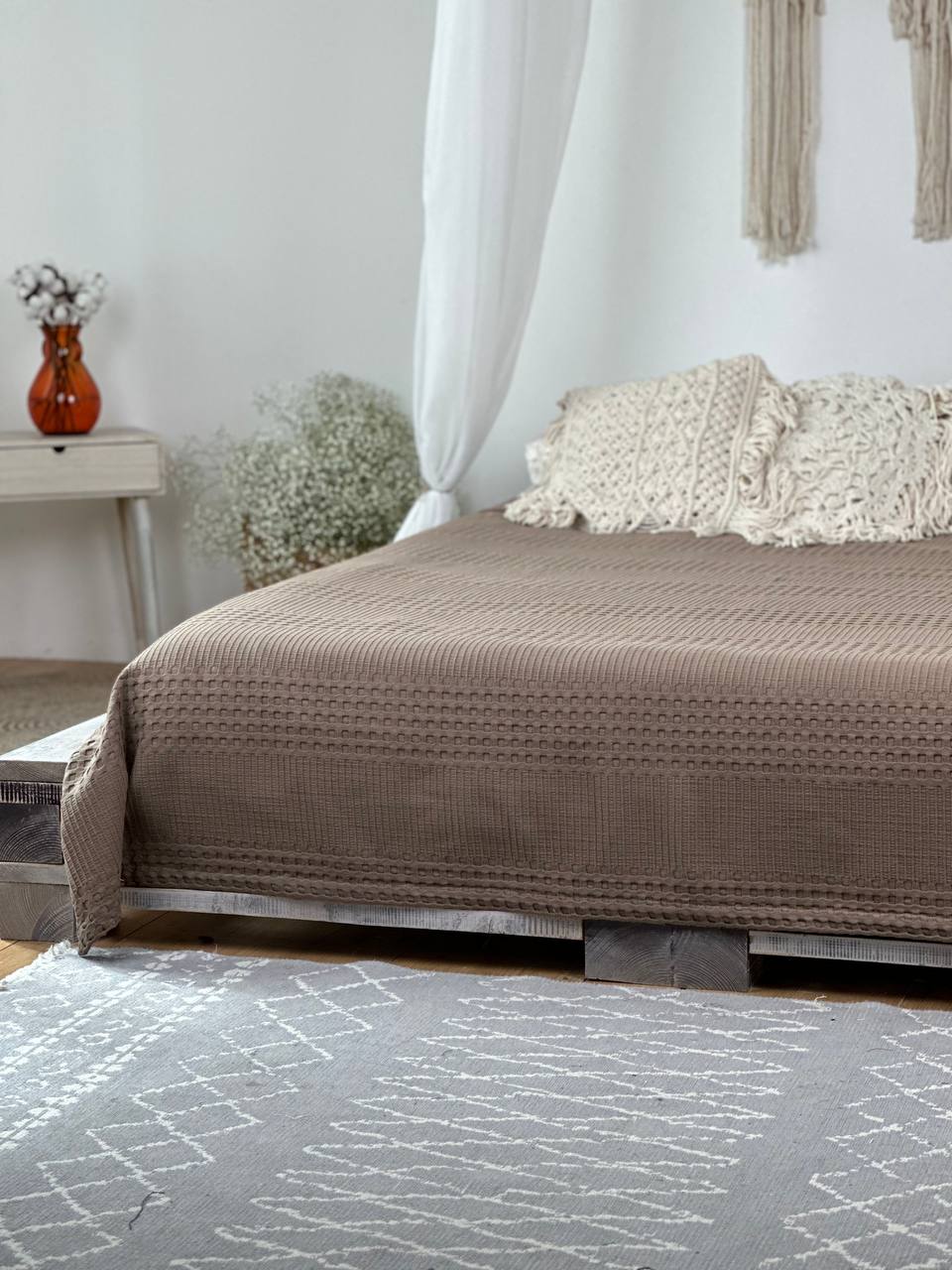 Сotton bedspread "Pike", cappuccino color