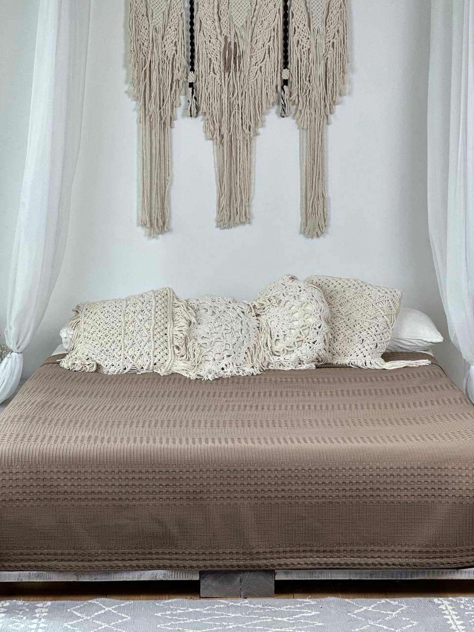 Сotton bedspread "Pike", cappuccino color