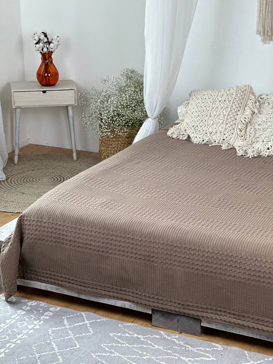 Сotton bedspread "Pike", cappuccino color