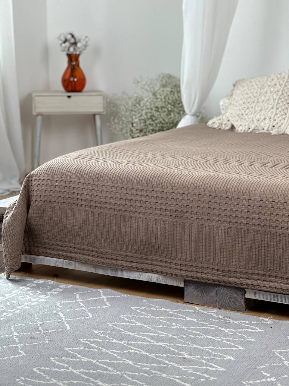 Сotton bedspread "Pike", cappuccino color