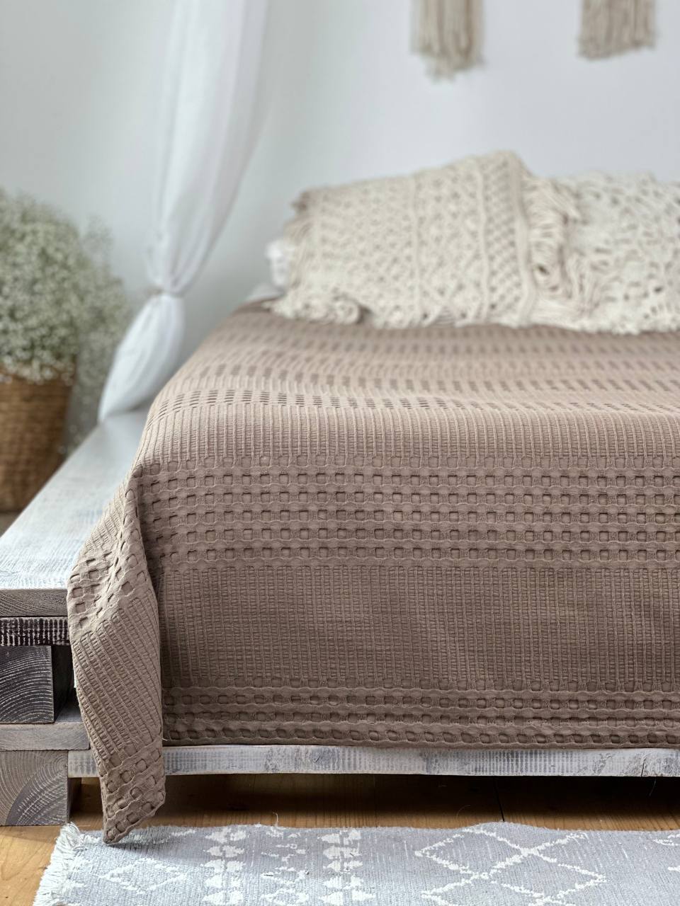 Сotton bedspread "Pike", cappuccino color