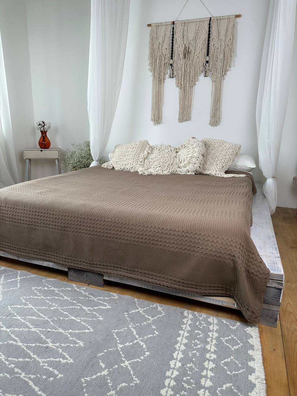 Сotton bedspread "Pike", cappuccino color