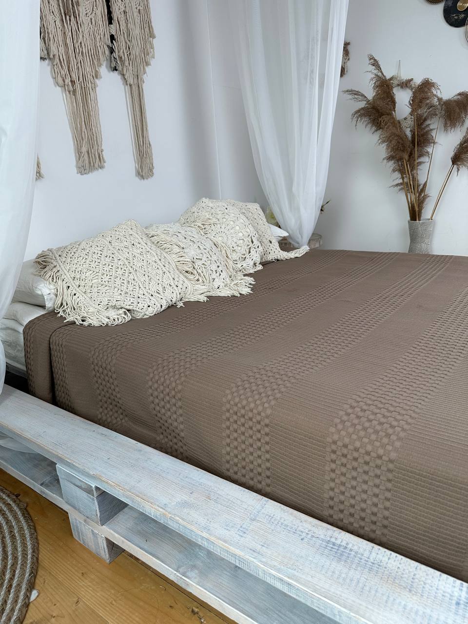 Сotton bedspread "Pike", cappuccino color