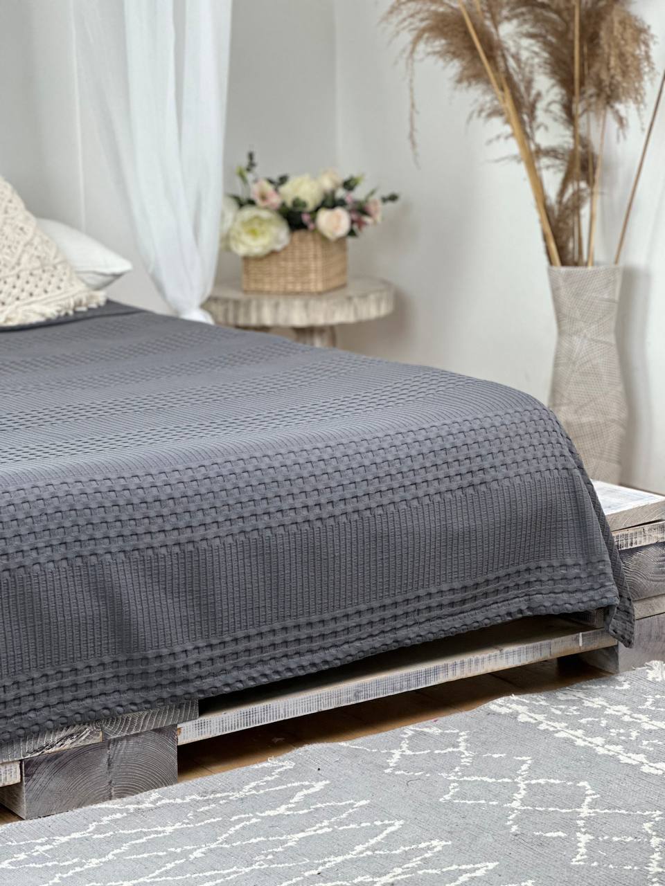 Сotton bedspread "Pike", graphite color