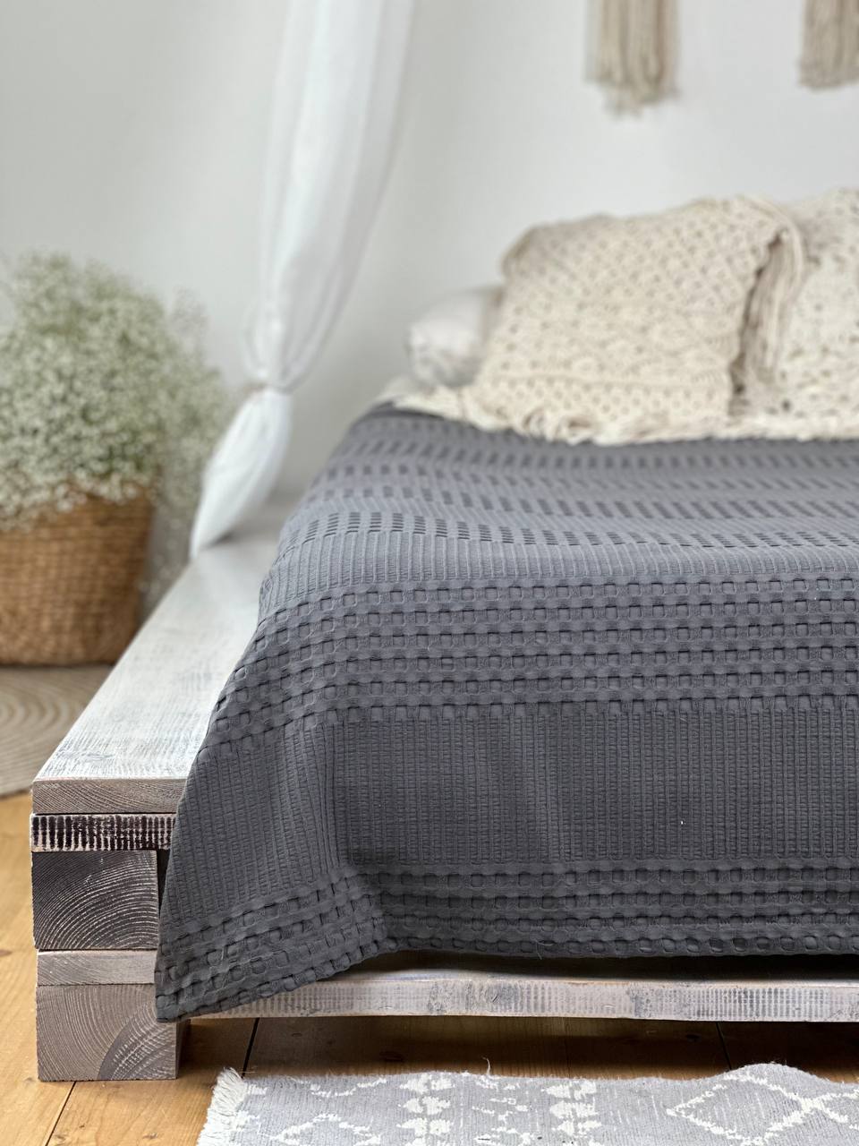 Сotton bedspread "Pike", graphite color