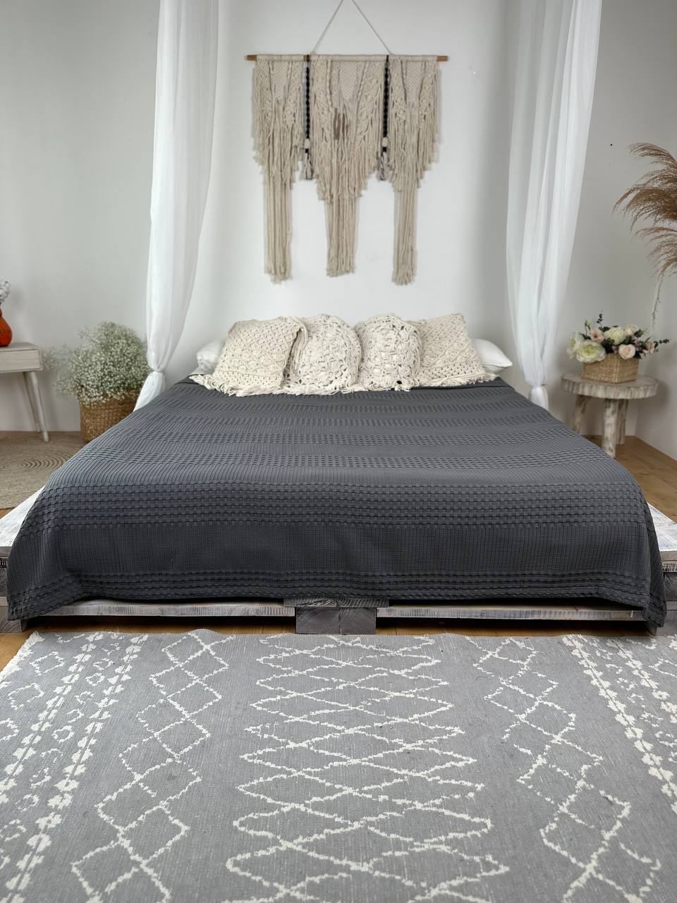 Сotton bedspread "Pike", graphite color