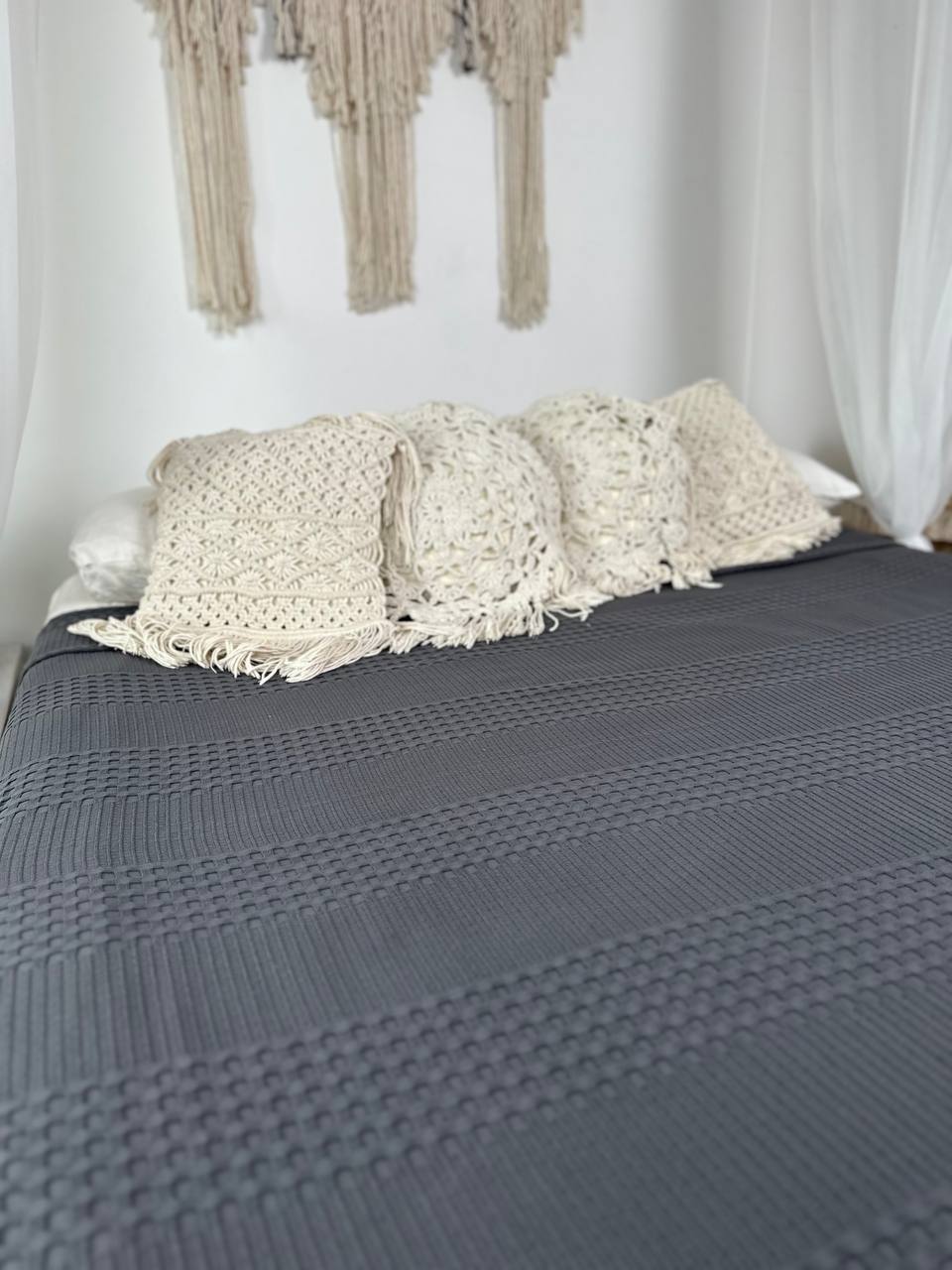 Сotton bedspread "Pike", graphite color