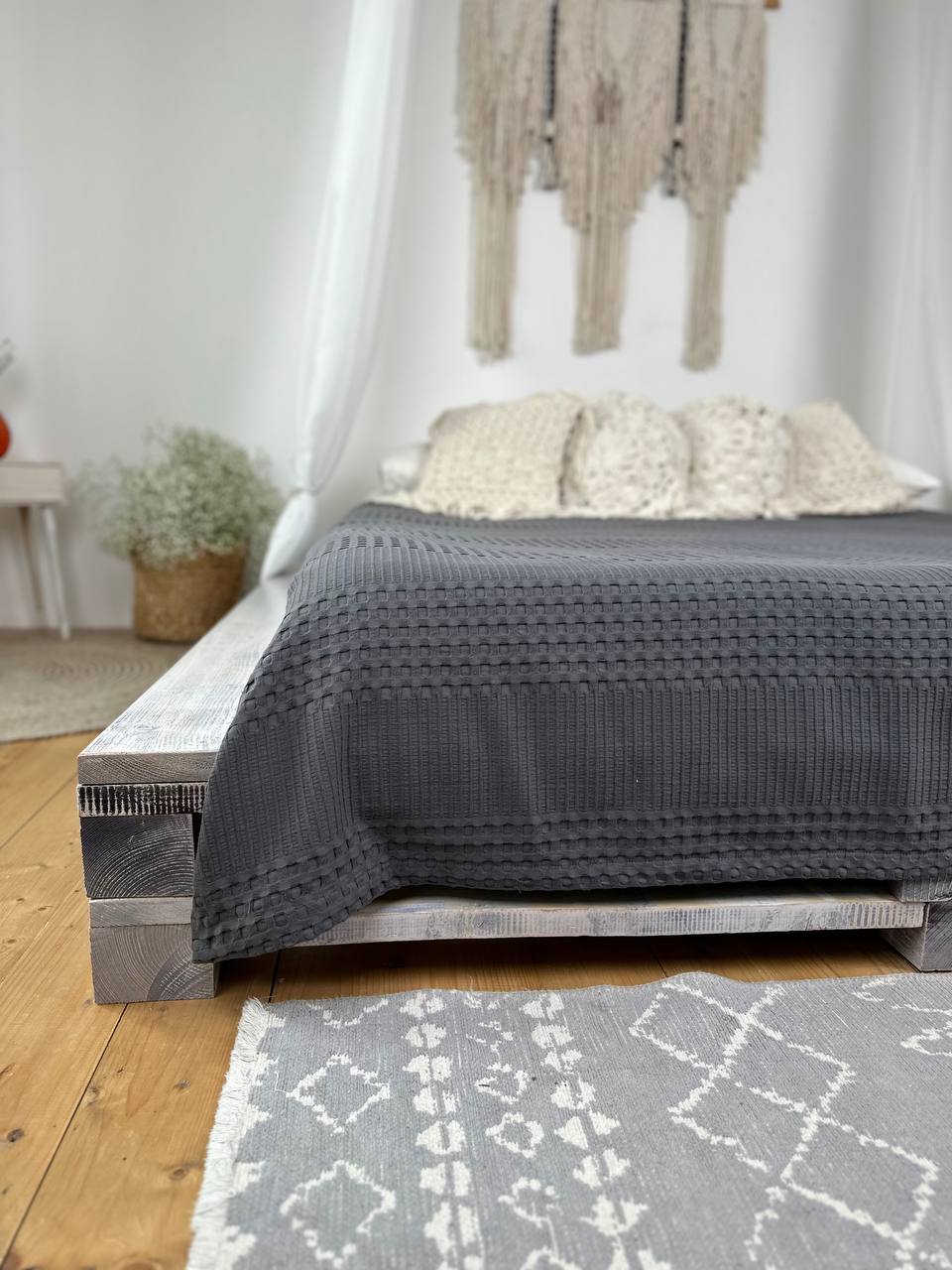 Сotton bedspread "Pike", graphite color