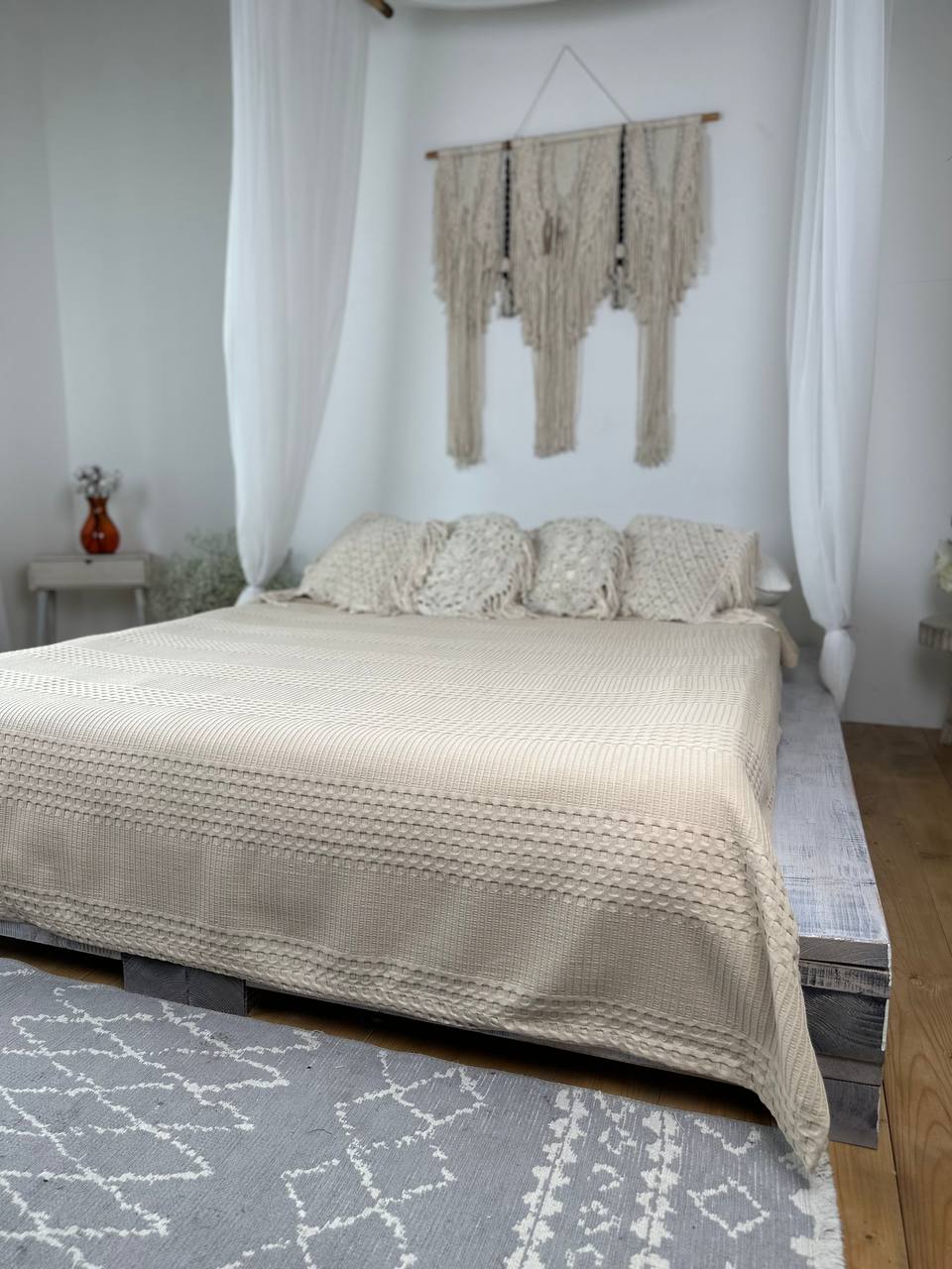 Сotton bedspread "Pike", beige color