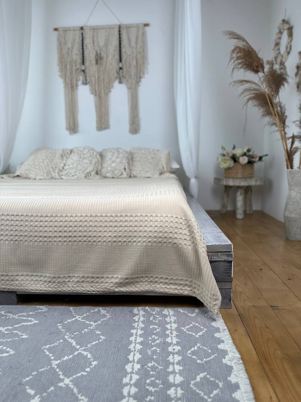 Сotton bedspread "Pike", beige color