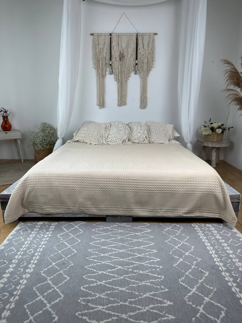 Сotton bedspread "Pike", beige color