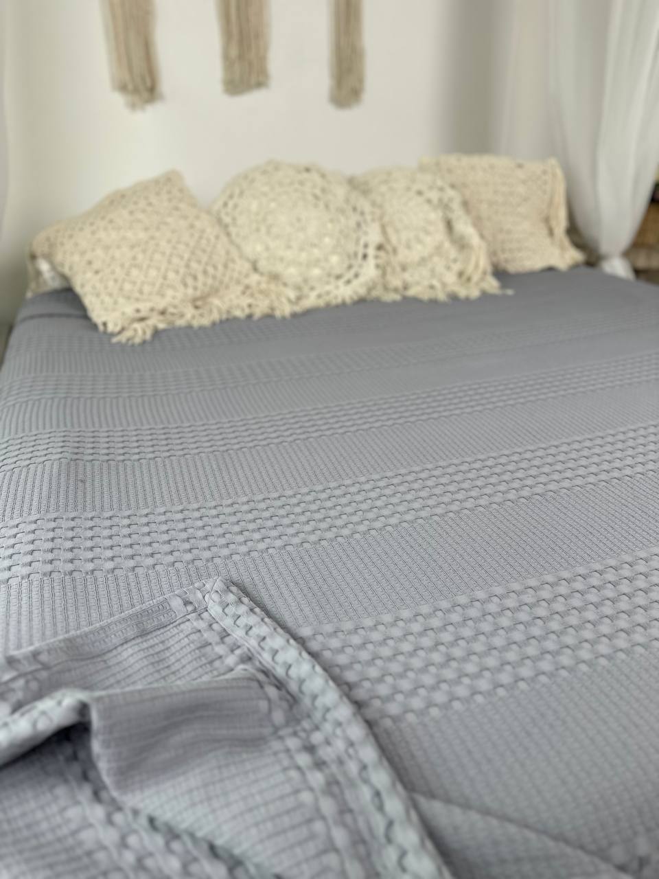 Сotton bedspread "Pike", gray color