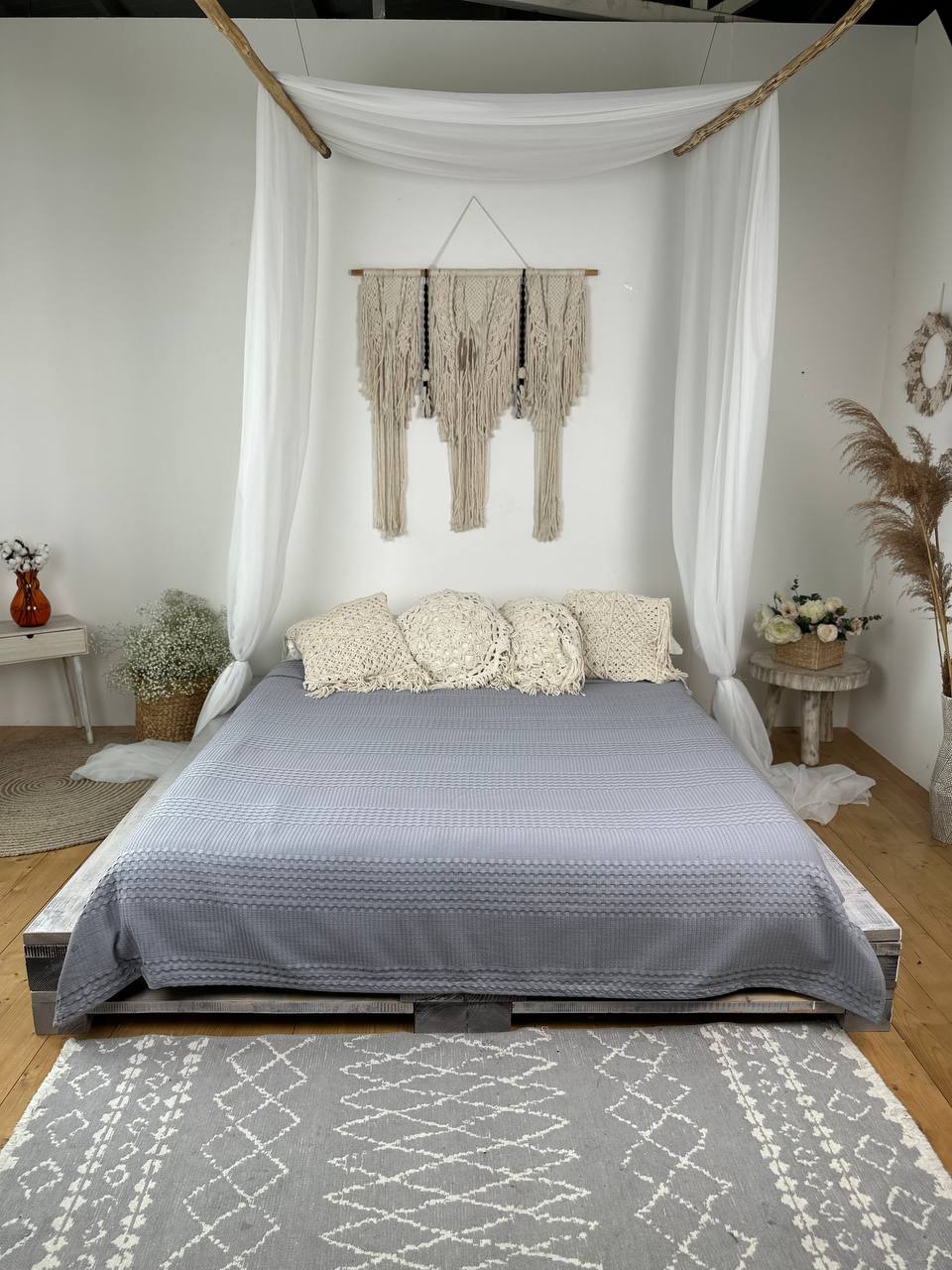 Сotton bedspread "Pike", gray color