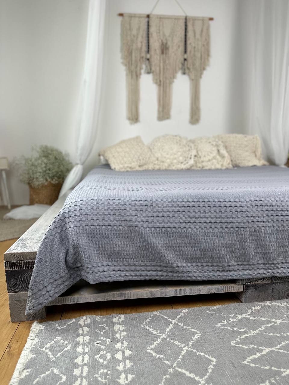 Сotton bedspread "Pike", gray color
