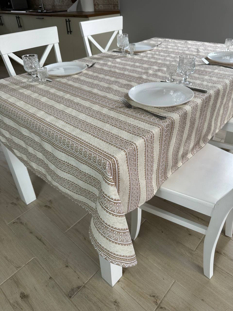 Ukrainian tablecloth embroidered linen, Ukrainian ornament, luxury quality (custom or standard size)