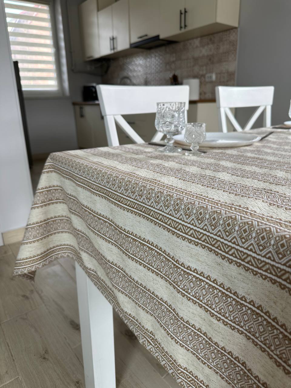 Ukrainian tablecloth embroidered linen, Ukrainian ornament, luxury quality (custom or standard size)