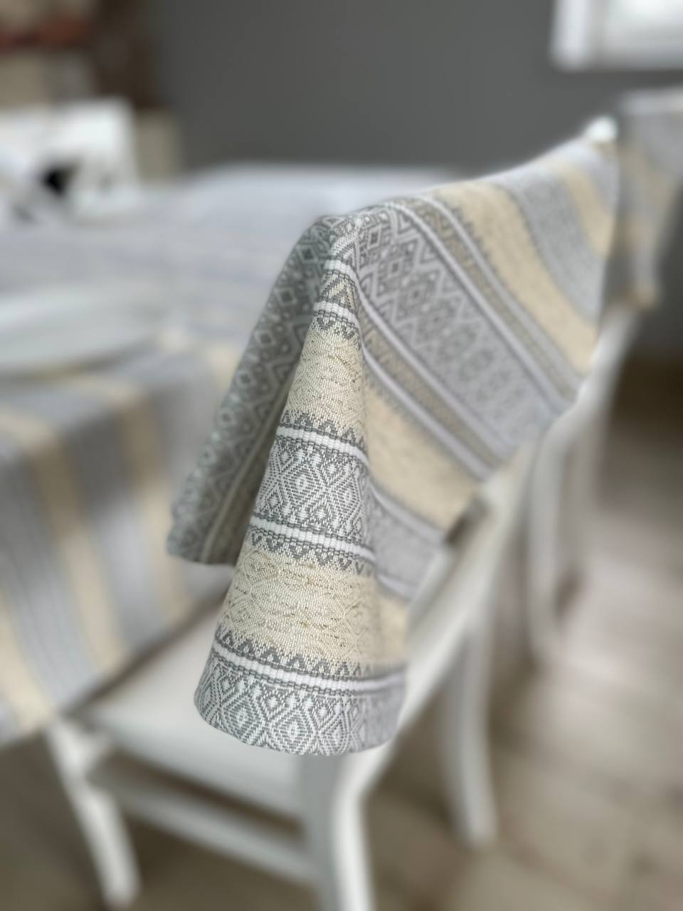 Ukrainian tablecloth embroidered linen, Ukrainian ornament, luxury quality (custom or standard size)