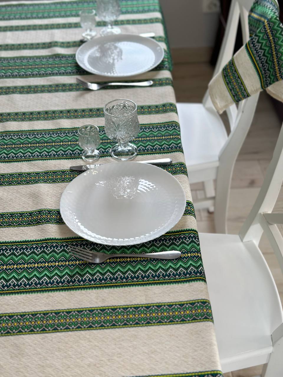 Ukrainian tablecloth embroidered linen, Ukrainian ornament, luxury quality (custom or standard size)