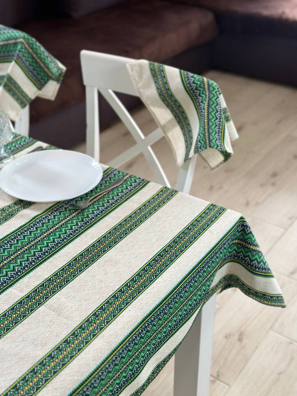 Ukrainian tablecloth embroidered linen, Ukrainian ornament, luxury quality (custom or standard size)