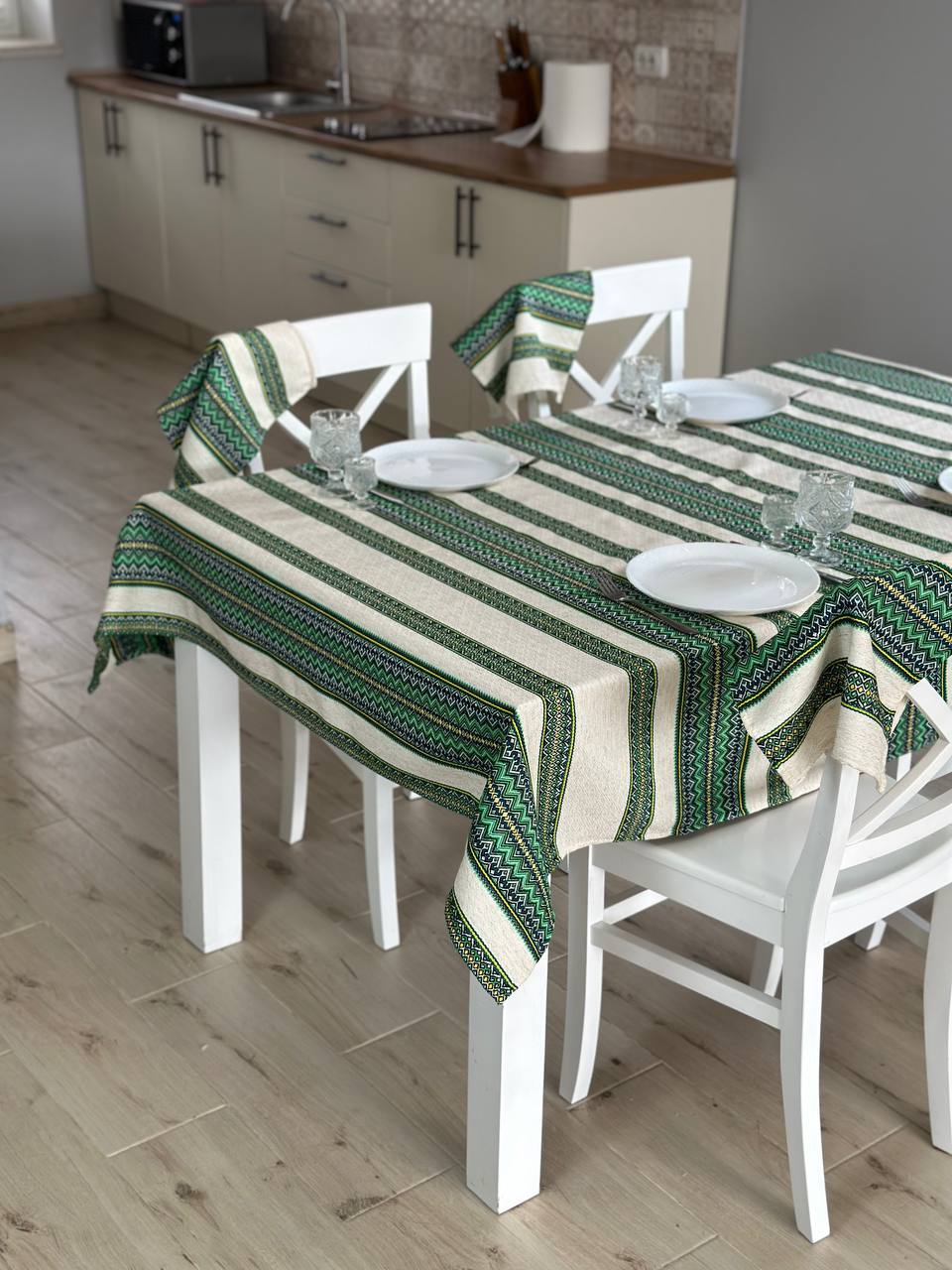 Ukrainian tablecloth embroidered linen, Ukrainian ornament, luxury quality (custom or standard size)