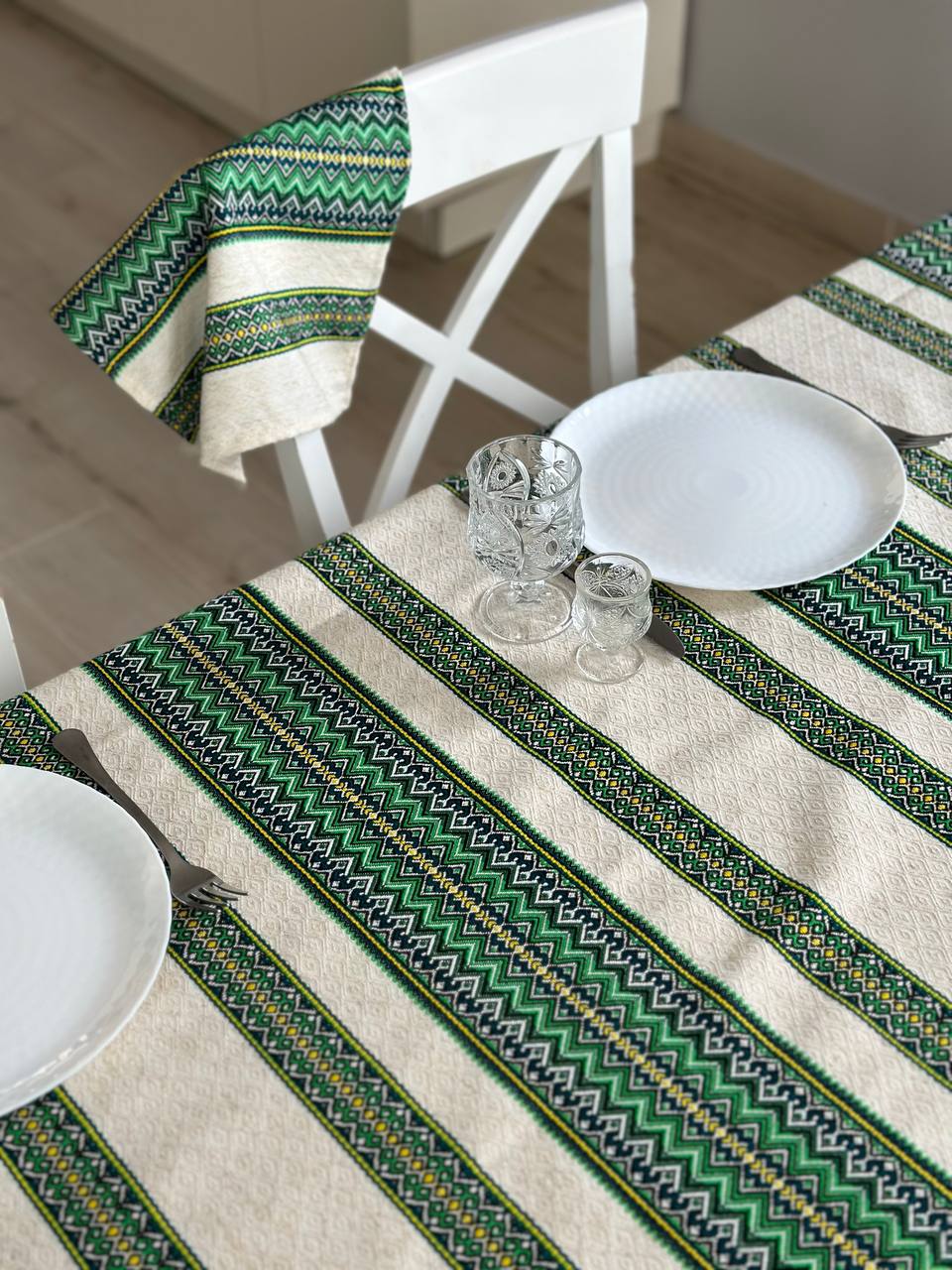 Ukrainian tablecloth embroidered linen, Ukrainian ornament, luxury quality (custom or standard size)
