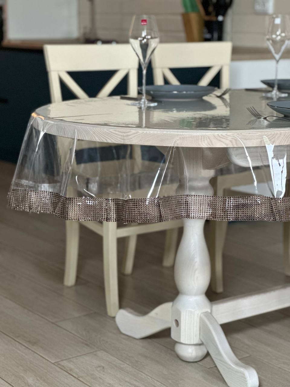 Tablecloth silicone with stones 1 ribbon, color Bronze (Custom or standard size)