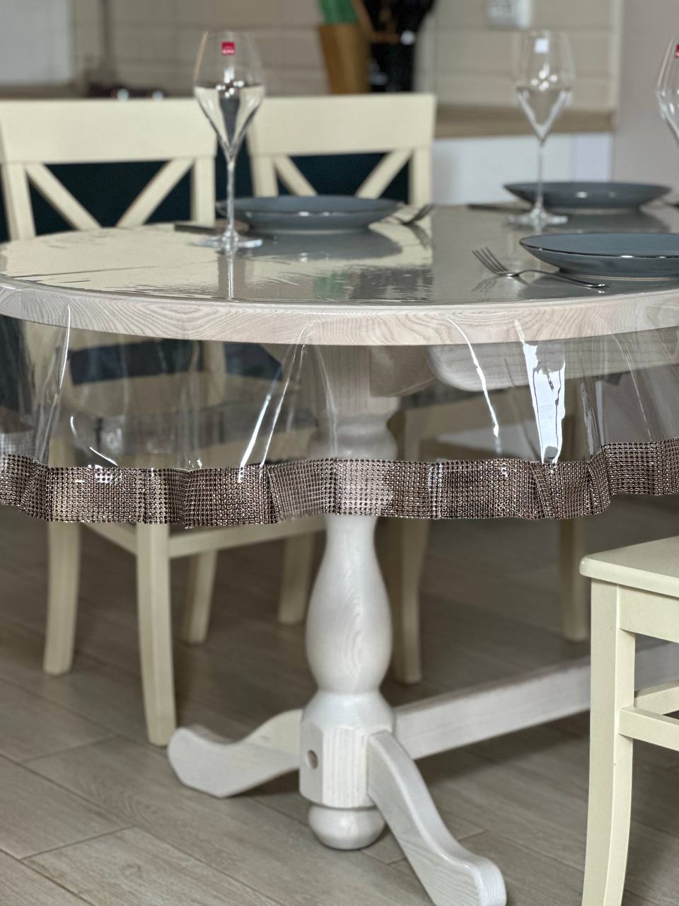 Tablecloth silicone with stones 1 ribbon, color Bronze (Custom or standard size)