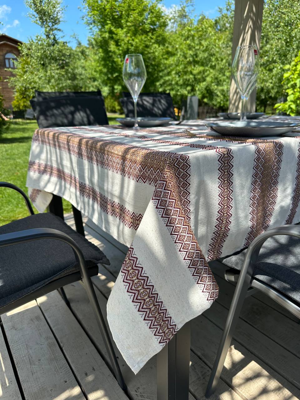 Ukrainian tablecloth embroidered linen, Ukrainian ornament, luxury quality (custom or standard size)