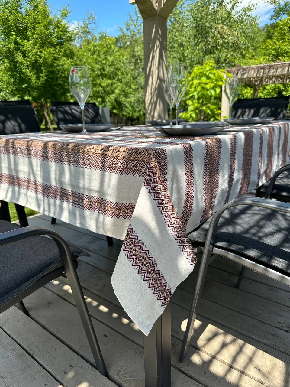 Ukrainian tablecloth embroidered linen, Ukrainian ornament, luxury quality (custom or standard size)