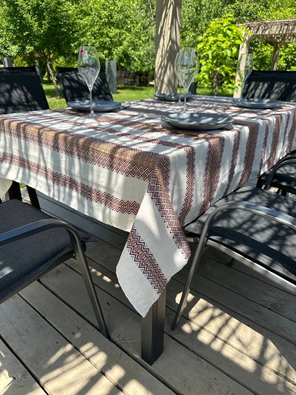 Ukrainian tablecloth embroidered linen, Ukrainian ornament, luxury quality (custom or standard size)